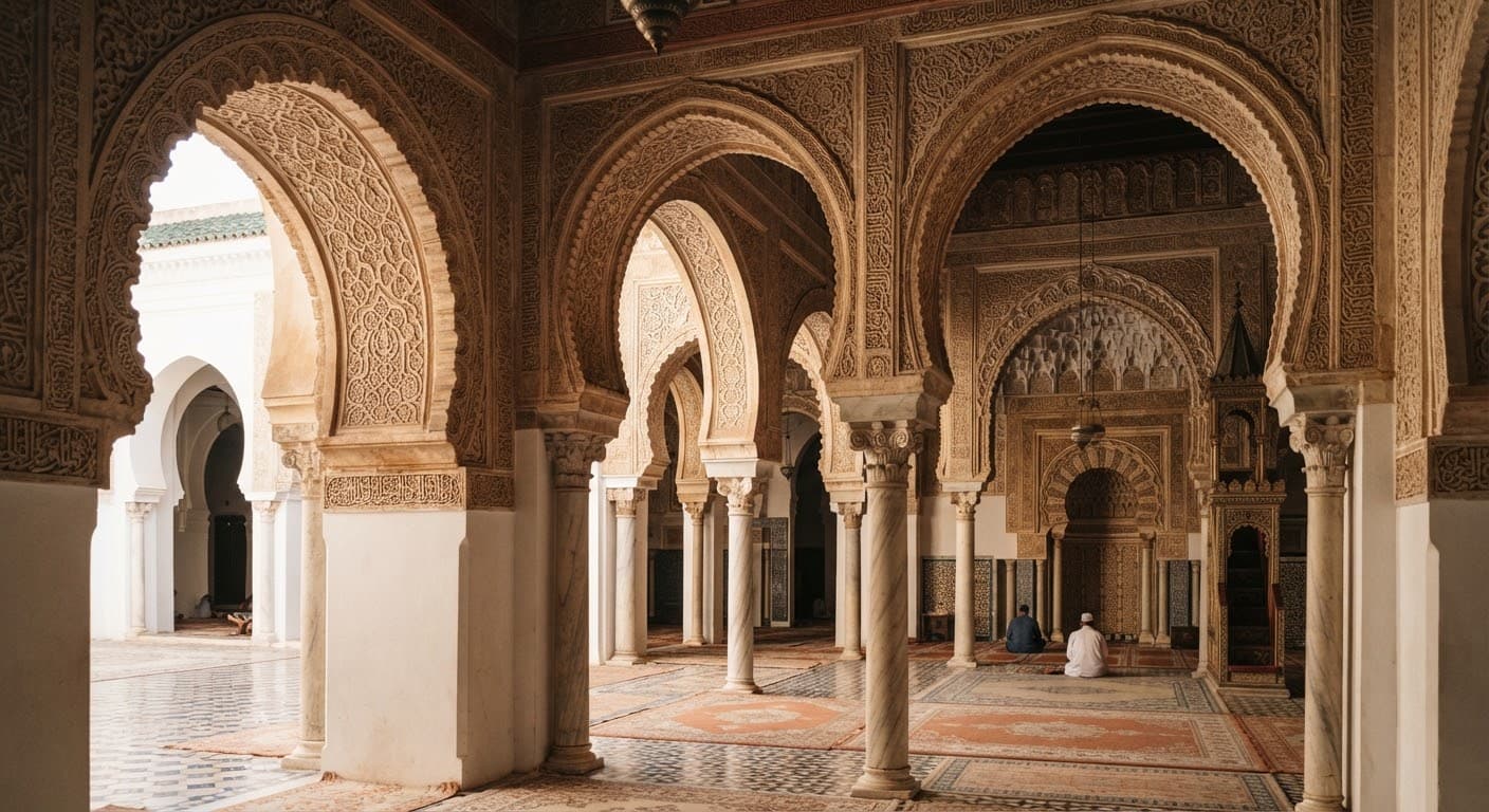 Arcs mauresques ciselés de la Grande Mosquée de Tlemcen